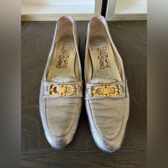 Salvatore Ferragamo Shoes - Genuine Ferragamo Gold flats. SZ 7 1/2.